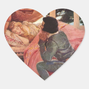 Pegatina En Forma De Corazón Bella Durmiente Vintage por Jessie Willcox Smith