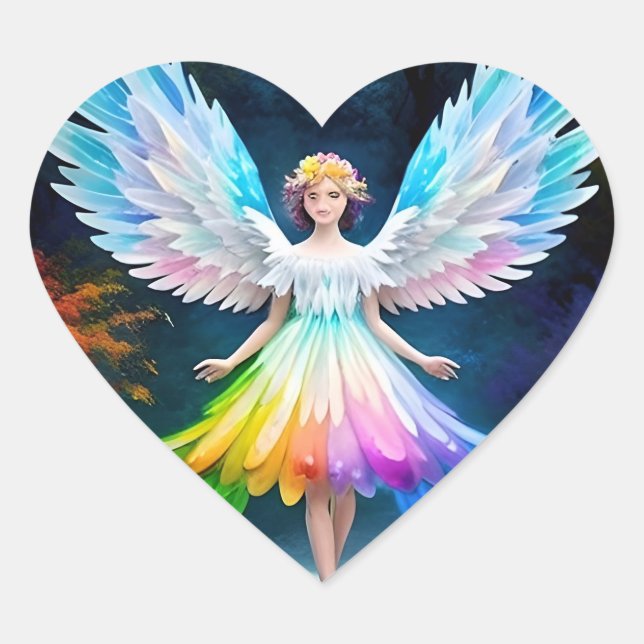 Pegatina En Forma De Corazón Bellas alas ángel Art-35444 (Anverso)