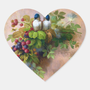 Pegatina En Forma De Corazón Bello Artes de las bayas y de las abejas del