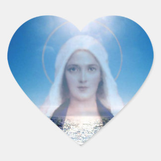 Pegatina En Forma De Corazón Bendita Virgen María sobre el corazón del océano