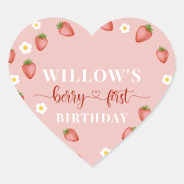 Pegatina En Forma De Corazón Berry 1.ᵉʳ cumpleaños Pegatinas con temas de fresa