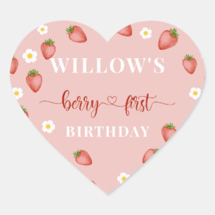 Pegatina En Forma De Corazón Berry 1.ᵉʳ cumpleaños Pegatinas con temas de fresa