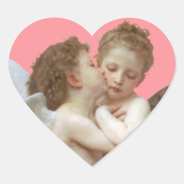 Pegatina En Forma De Corazón Besando Cupidos (Anverso)