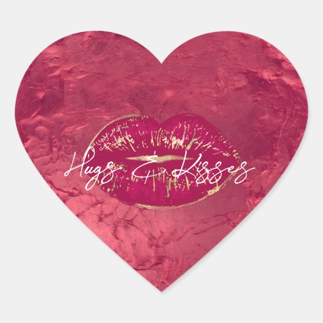 Pegatina En Forma De Corazón Beso de los labios rojos (Anverso)