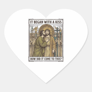 Pegatina En Forma De Corazón Beso de traición bíblico vintage