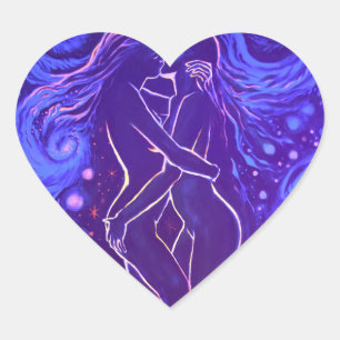 Pegatina En Forma De Corazón Beso lesbiano apasionado
