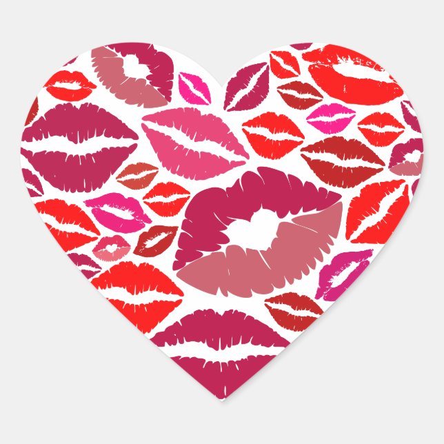 Pegatina En Forma De Corazón Besos de Corazón (Anverso)