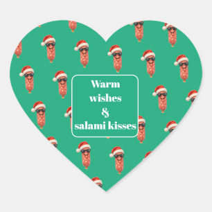 Pegatina En Forma De Corazón Besos divertidos de salami apero Navidad