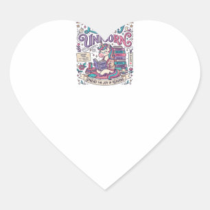 Pegatina En Forma De Corazón Biblioteca de Unicornio Arte de POD Colorido de Un