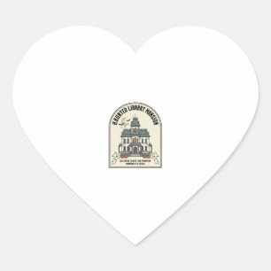 Pegatina En Forma De Corazón Biblioteca Embrujada Salem Fantasma Vintage Hallow