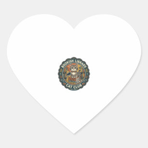 Pegatina En Forma De Corazón Biblioteca Felina Librera Arte Vectorial - Libra L