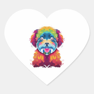 Pegatina En Forma De Corazón Bichon Frise Dog Pop Art