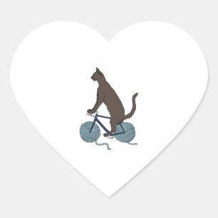 Pegatina En Forma De Corazón bicicleta de equitación de gatos con ruedas de hil