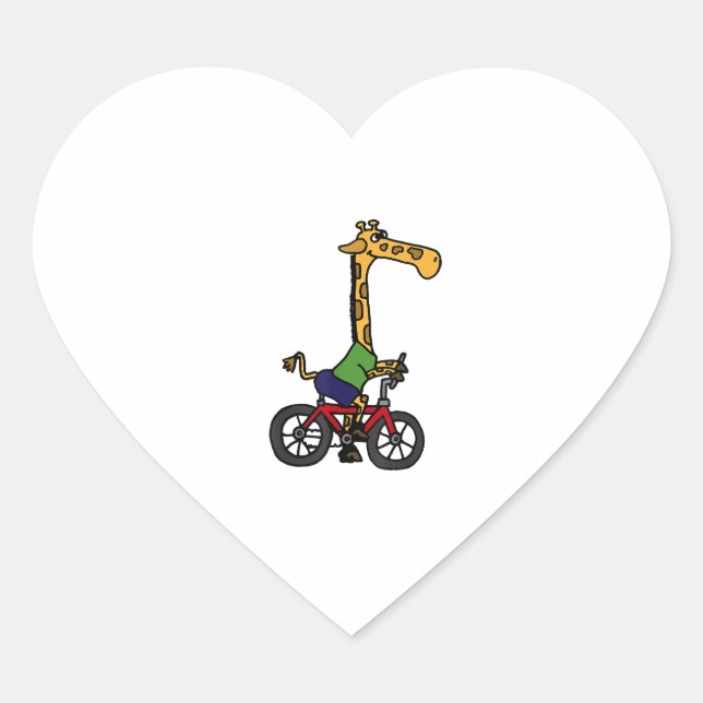 Pegatina En Forma De Corazón Bicicleta Guay Giraffe Riding (Anverso)