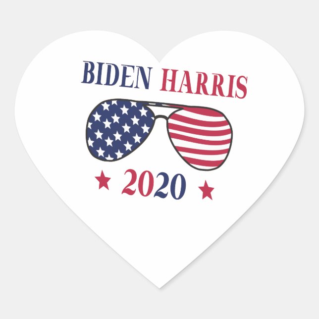 Pegatina En Forma De Corazón Biden Harris 2020 (Anverso)