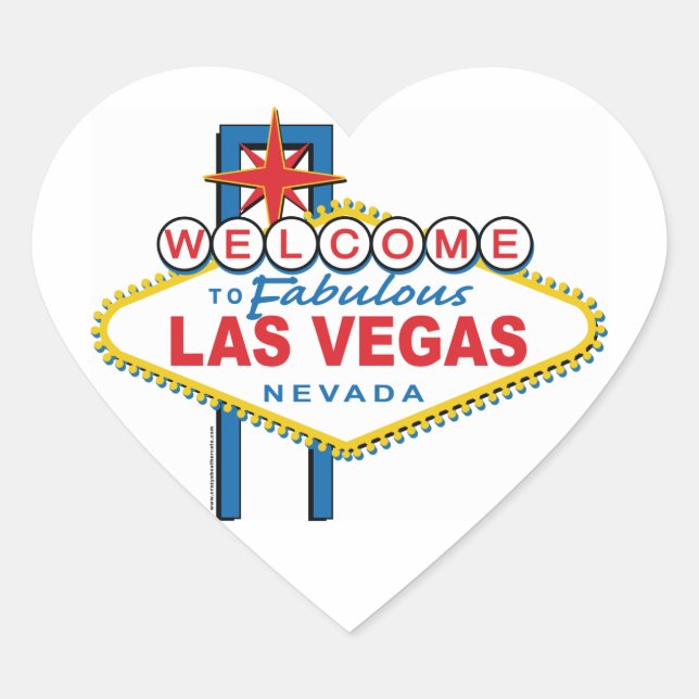 Pegatina En Forma De Corazón Bienvenidos a Las Vegas Retro (Anverso)