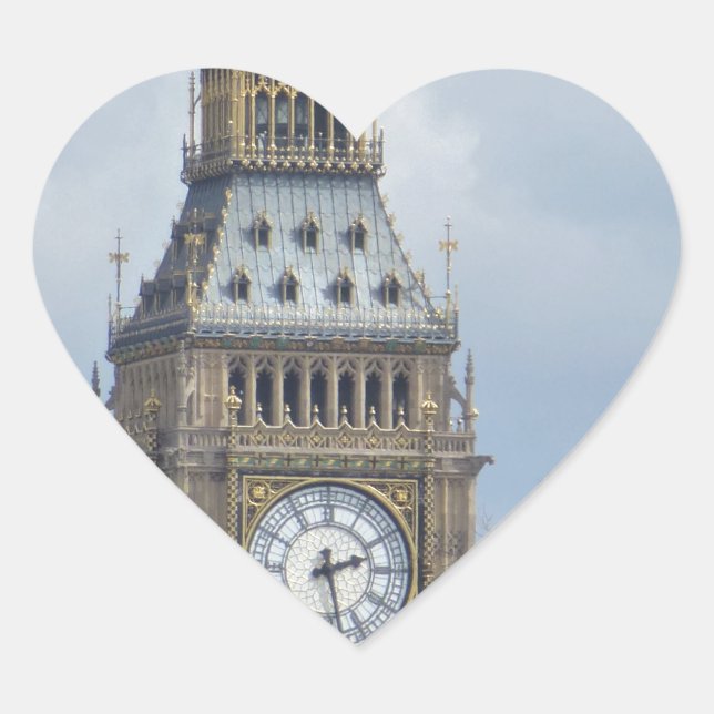 Pegatina En Forma De Corazón Big Ben Clock (Anverso)