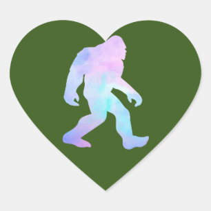 Pegatina En Forma De Corazón Bigfoot acuarela