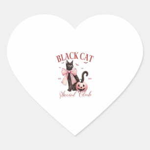 Pegatina En Forma De Corazón Black Cat Halloween Coquette Social Club Pink Bow