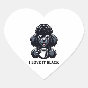Pegatina En Forma De Corazón Black Poodle ama el café negro