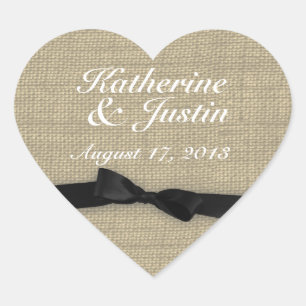 Pegatina En Forma De Corazón Black Tie and Burlap Heart