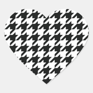 Pegatina En Forma De Corazón Black White Classic Houndstap Check