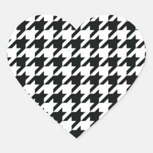 Pegatina En Forma De Corazón Black White Classic Houndstap Check