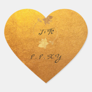 Pegatina En Forma De Corazón Black White Floral Gold Kraft Salvar La Fecha