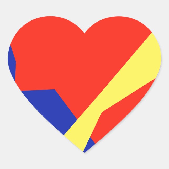 Pegatina En Forma De Corazón Blanco Rojo Azul (Anverso)