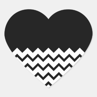 Pegatina En Forma De Corazón Blanco y negro. Parte Zig Zag, Parte Black.