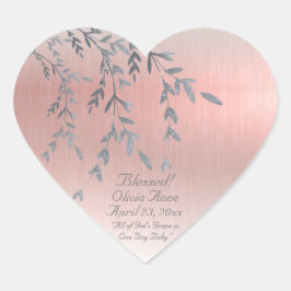 Pegatina En Forma De Corazón Blessed Pink Metallic Baby Nombre Purpurina de Fec