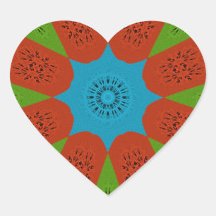 Pegatina En Forma De Corazón Bloom Kaleidoscope Un vibrante color de impresión