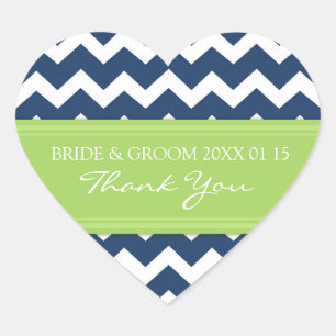 Pegatina En Forma De Corazón Blue Lime Chevron Gracias A Las Etiquetas Favorabl