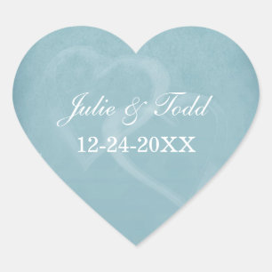 Pegatina En Forma De Corazón Blue Vintage Save the Date