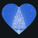 Pegatina En Forma De Corazón Blue White Merry Christmas Tree Stars Night Light<br><div class="desc"></div>