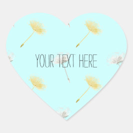 Pegatina En Forma De Corazón Blue Wishes Dandelion Flowers