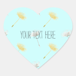 Pegatina En Forma De Corazón Blue Wishes Dandelion Flowers