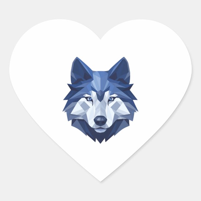 Pegatina En Forma De Corazón Blue WolfDog 4 (Anverso)