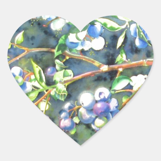 Pegatina En Forma De Corazón Blueberries, fruta romántica (Anverso)