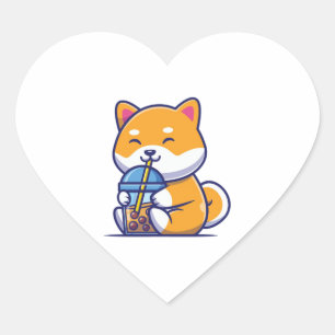 Pegatina En Forma De Corazón Boba Shiba Boba Shiba Boba