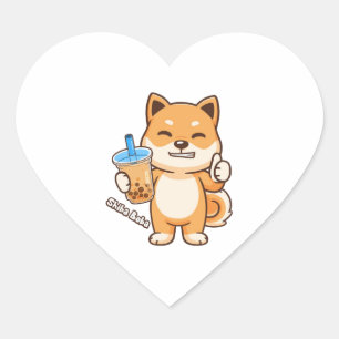Pegatina En Forma De Corazón Boba Shiba Boba Shiba Boba