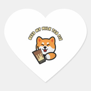 Pegatina En Forma De Corazón Boba Shiba Boba Shiba Boba