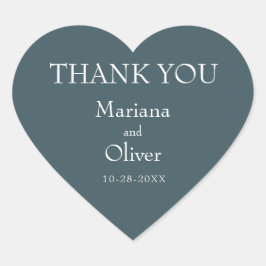 Pegatina En Forma De Corazón Boda azul de borde moderno minimalista