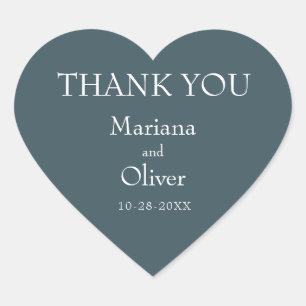 Pegatina En Forma De Corazón Boda azul de borde moderno minimalista