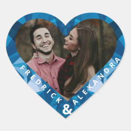 Pegatina En Forma De Corazón Boda azul moderno