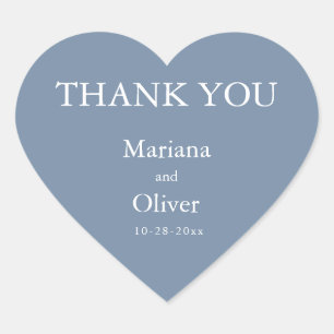 Pegatina En Forma De Corazón Boda azul turbio clásico