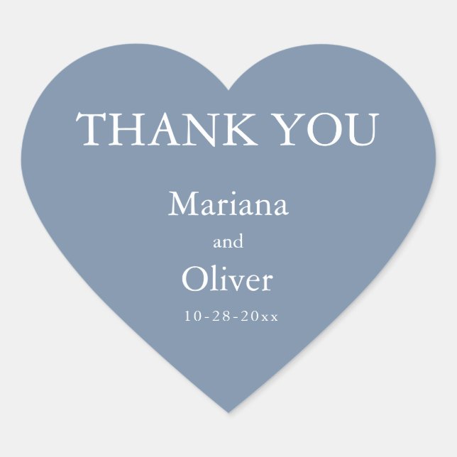 Pegatina En Forma De Corazón Boda azul turbio clásico (Anverso)