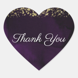 Pegatina En Forma De Corazón Boda cambiante del oro de la púrpura real de la