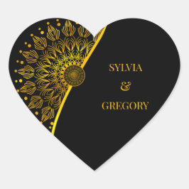 Pegatina En Forma De Corazón Boda clásico elegante de Mandala