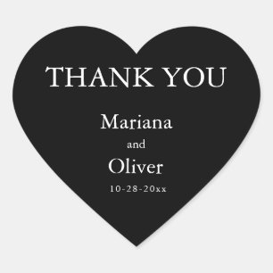Pegatina En Forma De Corazón Boda clásico negro y blanco